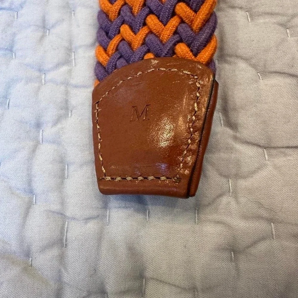 Men Medium Peter Millar Orange/Purple Braided Woven Belt